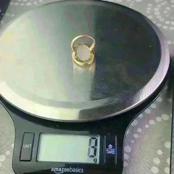 Vintage Gold-toned rose quartz light gree jade stone rings size 7 and si… - Picture 14 of 17